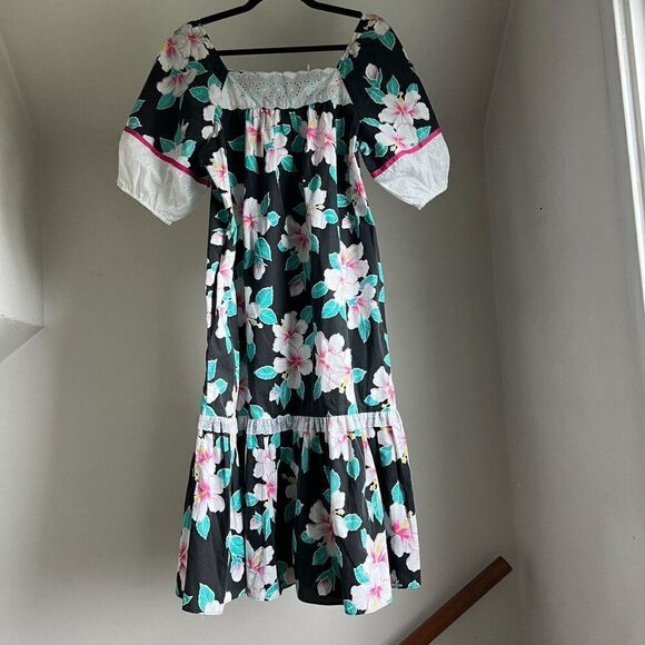 T&L MuuMuu Hawaiian Ruffle Long Muumuu Dress Floral Flounce Girl‎ Size 13? - Picture 7 of 7